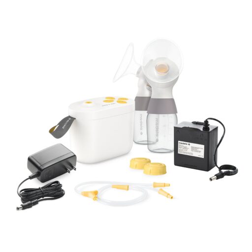 A picture of the contents of an electric breast pump.