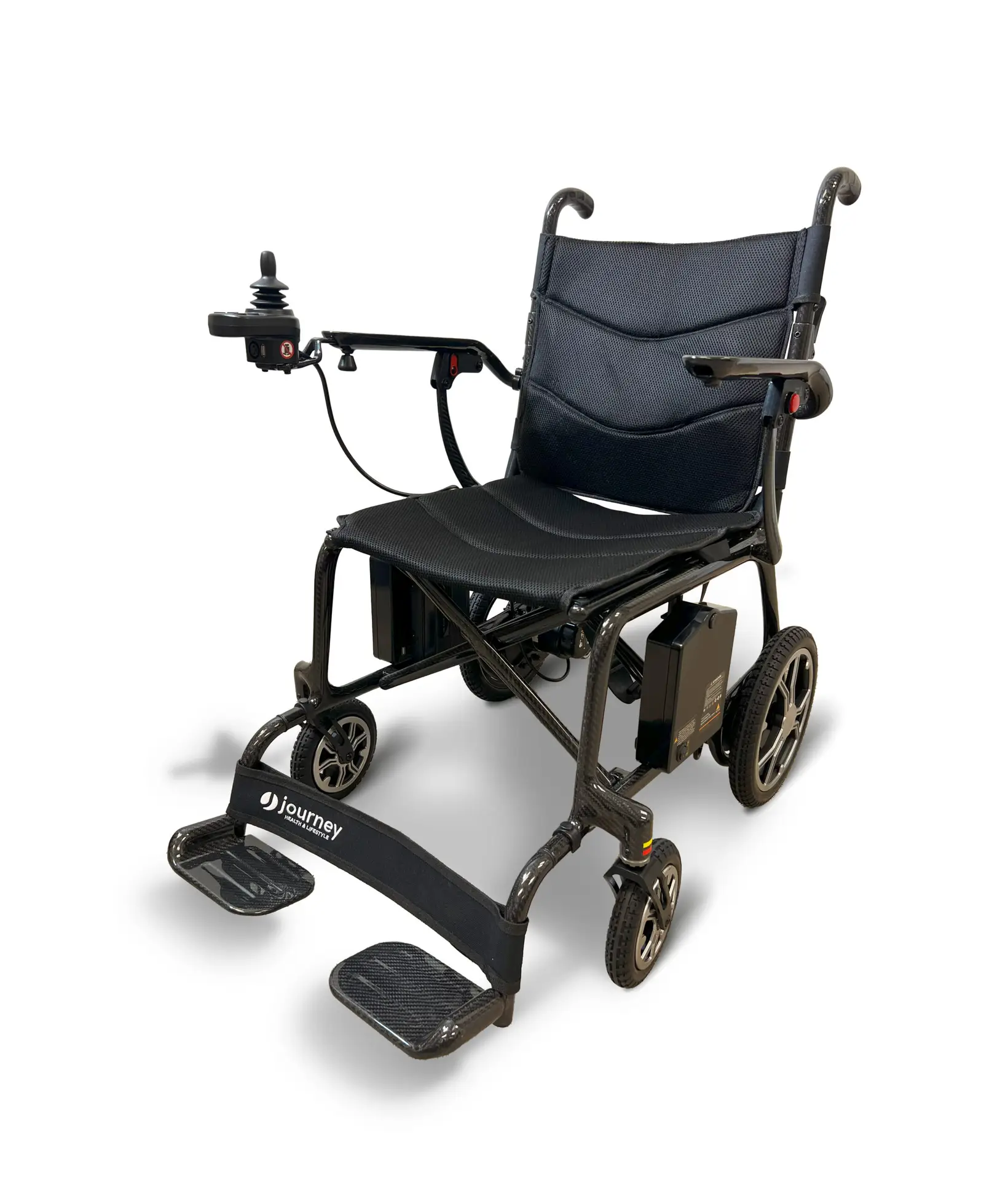 A wheelchair with wheels and seat attached to it.
