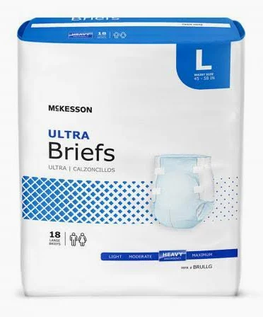 Pack of McKesson Ultra Briefs adult diapers for incontinence.