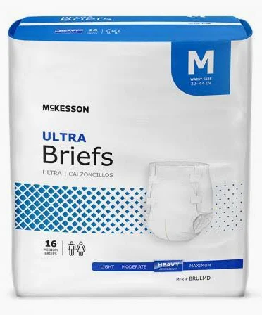 Package of McKesson Ultra Briefs for adults, size Medium.